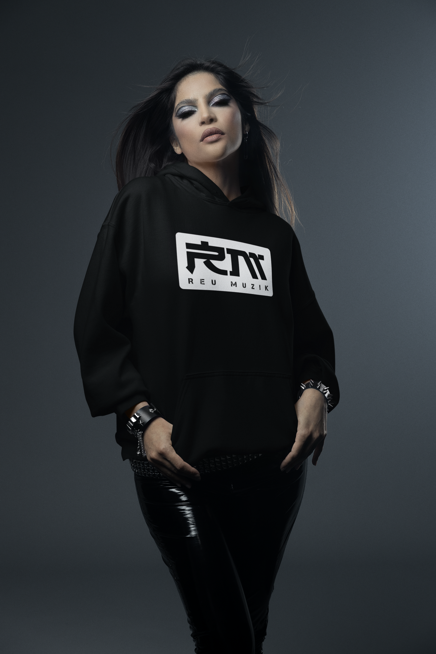 Black Hoodie with Reu Muzik Logo